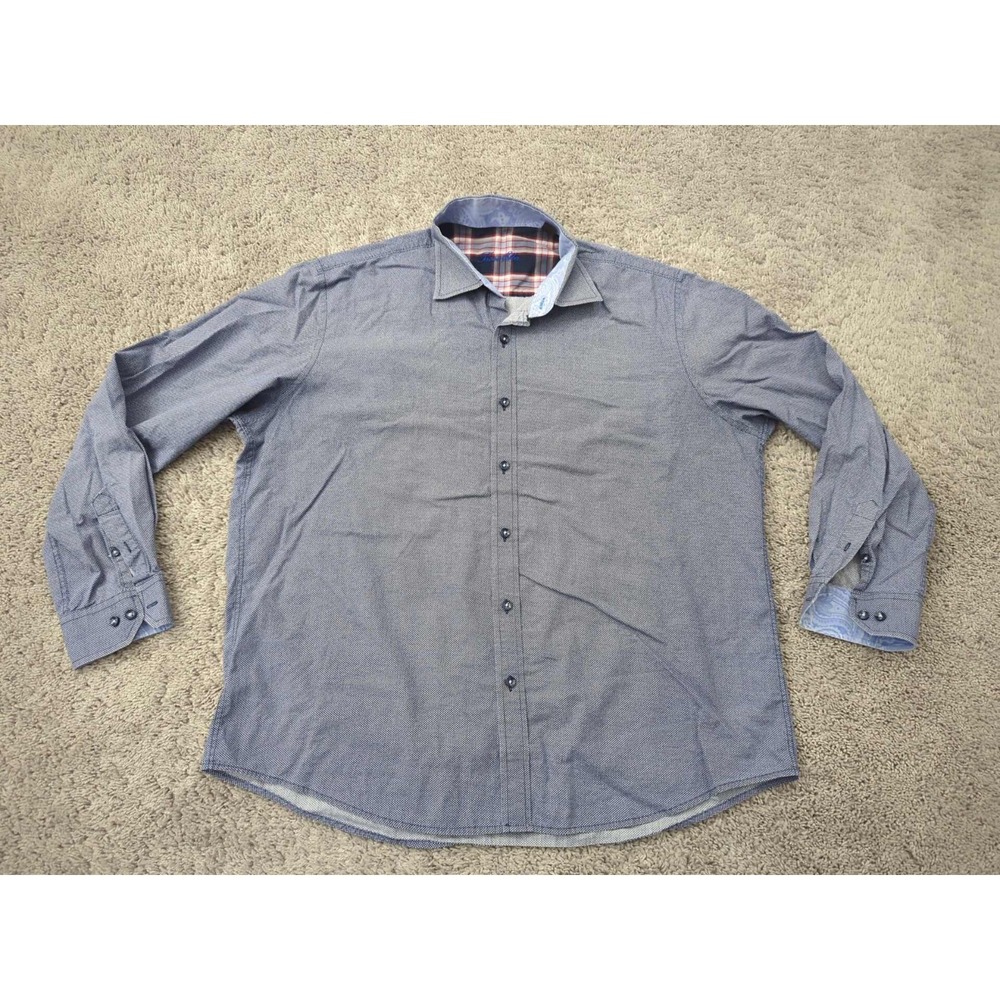 Tasso Elba Button Up Shirt Mens XL Purple Textured Long Sleeve Preppy Casual